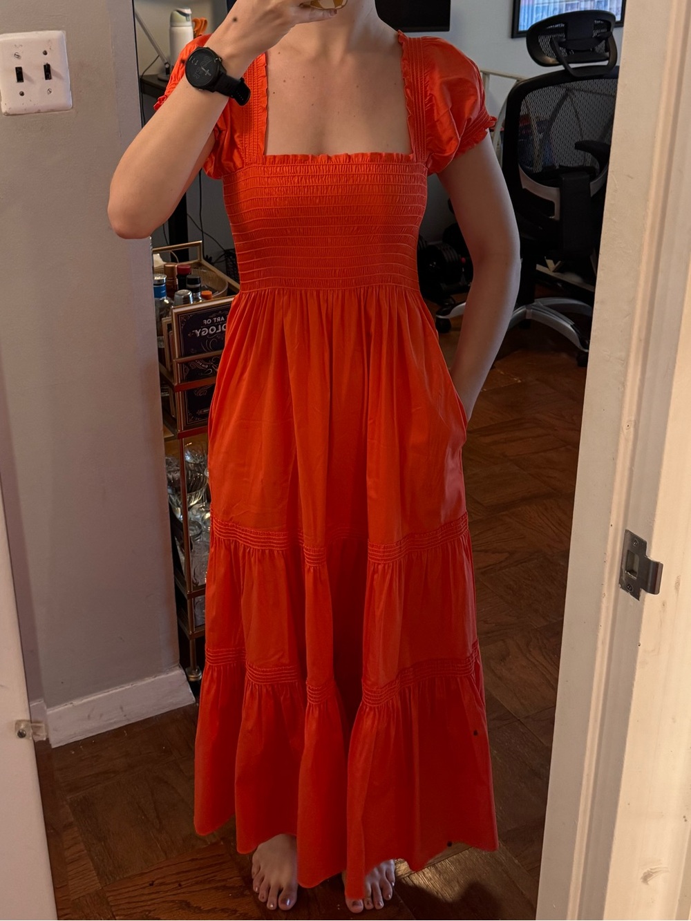 Tory Burch Smocked Tiered Maxi Dress